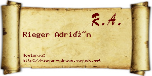 Rieger Adrián névjegykártya