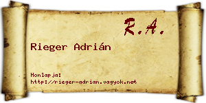 Rieger Adrián névjegykártya